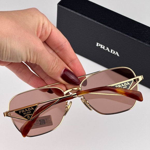 Prada PRA50S 5AK08M Sunglasses Gold Dark Violet Unisex Pilot PR A50S - Picture 4 of 12